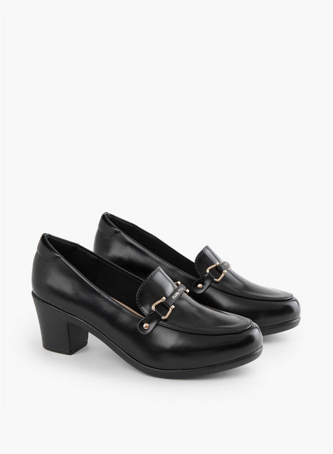 Flora Bella By Shoexpress Snaffle Detail Slip-On Shoes with Block Heels - Image 3