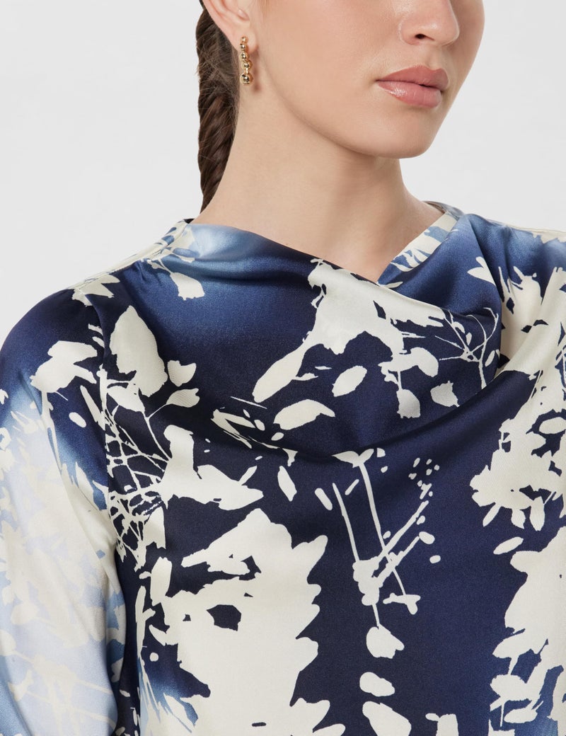 Marks & Spencer Regular Fit Cowl Neck Top Blue Mix - Image 4