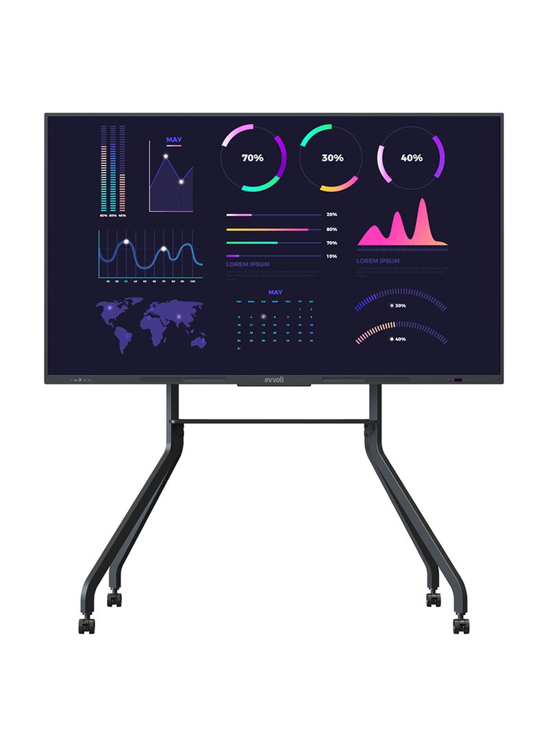 evvoli Interactive Smart Display 4K UHD, 86 Inches LED with Stand, Android13, 40 Points, 10M Laser Distance 86EVID60X+STAND Black - Image 1