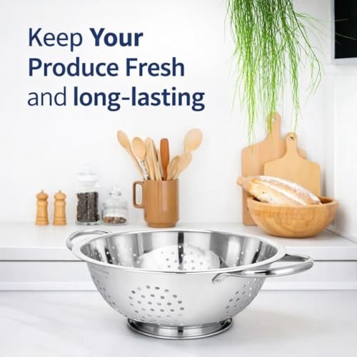 SMAX Stainless Steel Rice & Vegetable Strainer (3 L) | Heavy-Duty Kitchen Colander for Rice, Pasta & Veggies | Fast Draining, Rust-Free, Easy to Clean - Image 3