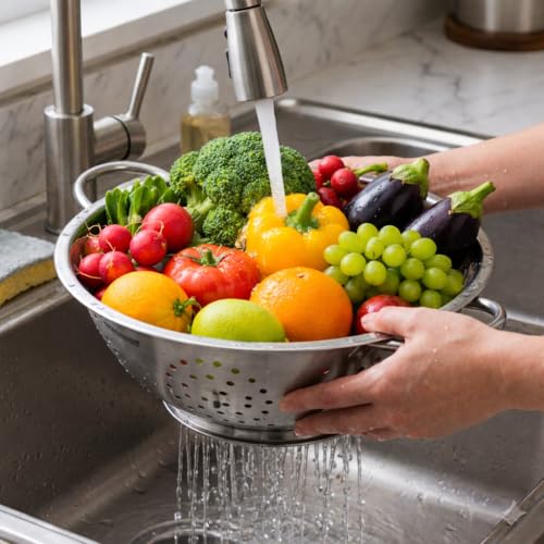 SMAX Stainless Steel Rice & Vegetable Strainer (3 L) | Heavy-Duty Kitchen Colander for Rice, Pasta & Veggies | Fast Draining, Rust-Free, Easy to Clean - Image 1