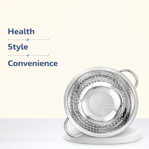 SMAX Stainless Steel Rice & Vegetable Strainer (3 L) | Heavy-Duty Kitchen Colander for Rice, Pasta & Veggies | Fast Draining, Rust-Free, Easy to Clean - Image 5