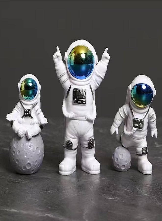REWOP Astronaut Figurine Set of 3 – Cute Space Theme Desk Decor, Moon Surface Resin Statues for Home, Office, Car Dashboard, Gift for Kids & Space Lovers (Blue) - Image 1