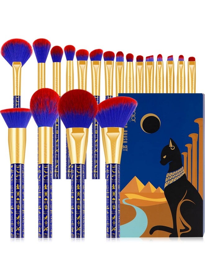 docolor Makeup Brushes 19Pcs Makeup Brush Set Premium Gift Synthetic Powder Kabuki Foundation Contour Blush Concealer Eye Shadow Blending Liner Make Up Brush Kit, Ancient Egyptian Series - Image 1