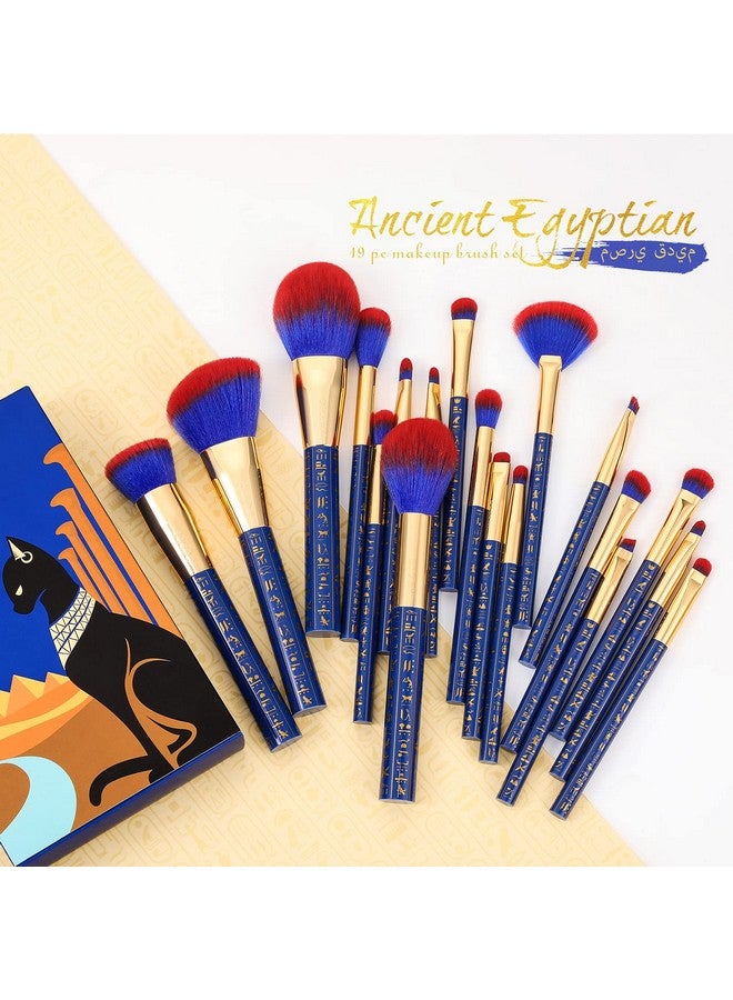 docolor Makeup Brushes 19Pcs Makeup Brush Set Premium Gift Synthetic Powder Kabuki Foundation Contour Blush Concealer Eye Shadow Blending Liner Make Up Brush Kit, Ancient Egyptian Series - Image 2
