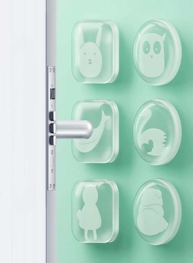 OLWICK® Child Safety Door Handle Bumpers – Soft Transparent Silicone Wall Protectors with Cute Animal Designs for Home, Office (Set of 3) - Image 1