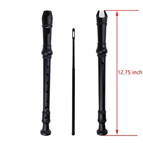Kasteco 6 Pack German Style 8 Hole-3 Piece Descant Soprano Recorders with Cleaning Rod, Black Storage Bag, ABS Material (6 Colors) - Image 2