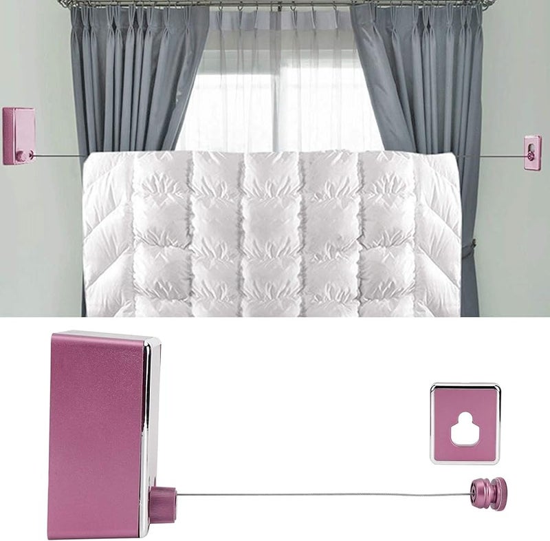 حبال غسيل قابلة للسحب وردية رف تجفيف من الفولاذ المقاوم للصدأ سعة 20 كجم للشرفة الداخلية - Image 3