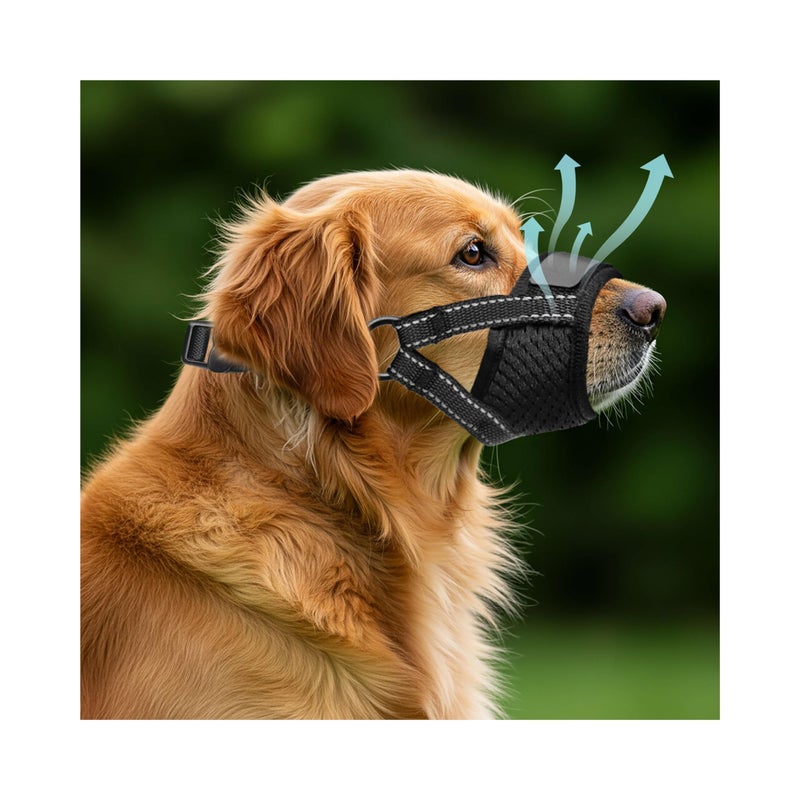 Evollax Dog Muzzle for Large Dogs - Soft Breathable Muzzle for Large Sized Dog with Air Mesh | Adjustable Mussels for Dogs Grooming | Muzzles to Prevent Biting Barking Chewing Allows Panting Drinking - Image 1