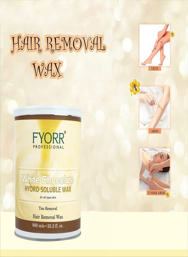 FYORR Hydrosoluble Body Hair Removal Water Wax with White Chocolate (800 ml) | Easy Remove + FYORR Eyebrow/Upper Lips Katori Peel Off Wax (80 ml) (Combo) | Smooth Finish | Salon/Home Use - Image 4