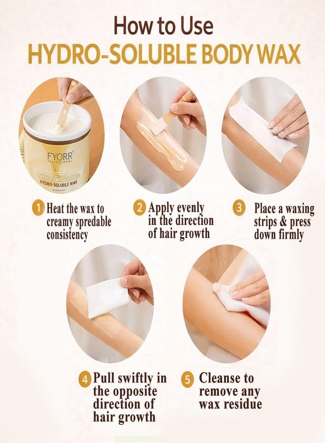 FYORR Hydrosoluble Body Hair Removal Water Wax with White Chocolate (800 ml) | Easy Remove + FYORR Eyebrow/Upper Lips Katori Peel Off Wax (80 ml) (Combo) | Smooth Finish | Salon/Home Use - Image 2
