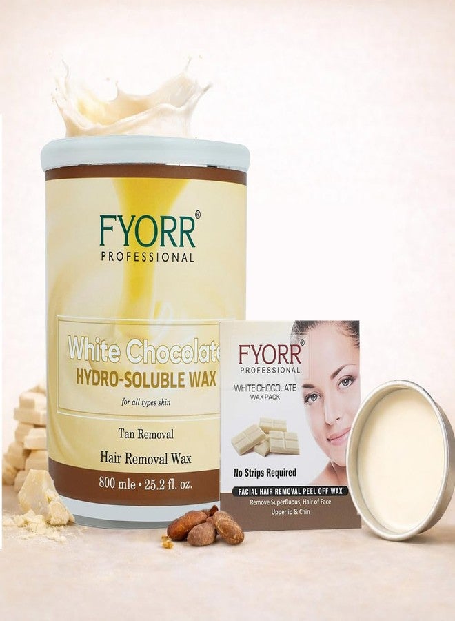 FYORR Hydrosoluble Body Hair Removal Water Wax with White Chocolate (800 ml) | Easy Remove + FYORR Eyebrow/Upper Lips Katori Peel Off Wax (80 ml) (Combo) | Smooth Finish | Salon/Home Use - Image 1