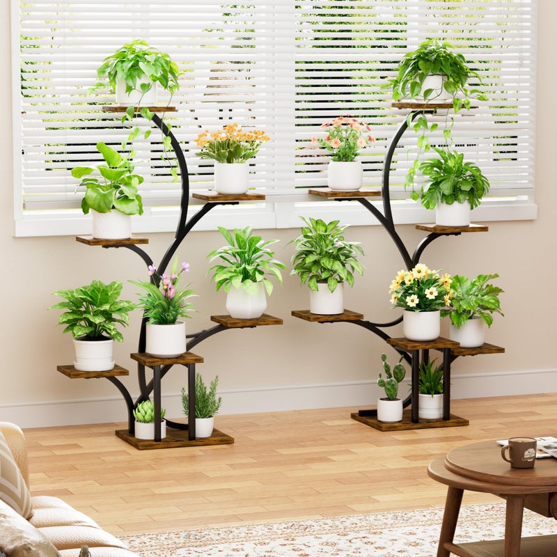 BACEKOLL Plant Stand Indoor with Grow Lights - 2 Pack Plant Shelf, 7 Tier Lighted Corner Plant Stands for Indoor Growing, 40" Metal Flower Holder, Tree-Shaped Display Shelves with Adjustable Light, Black - Image 5