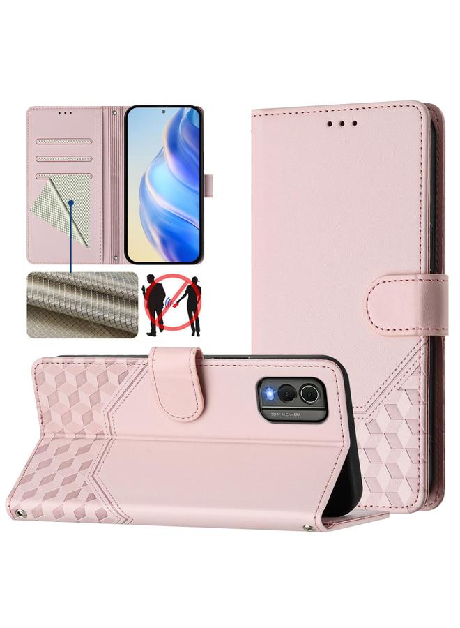 اس-توب جراب هاتف Nokia C32 من الجلد بنقش قرص العسل بتقنية RFID - Image 1