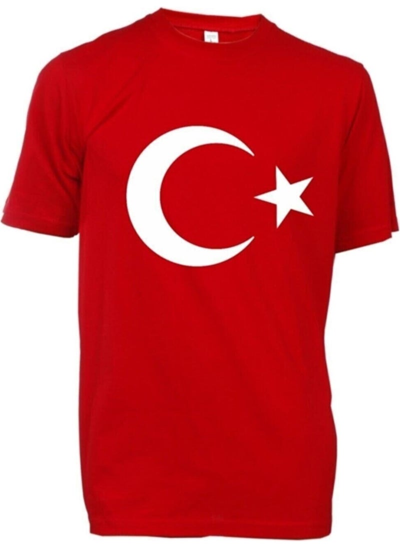 Belifanti Collection Unisex Red Crescent and Star Turkish Flag T-Shirt 