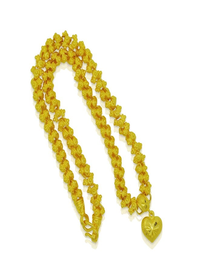 Thai gold jewelry Heart Pikun Flower 22k 23k 24k Baht Yellow GP Necklace Pendant Women - Image 4