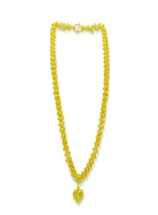 Thai gold jewelry Heart Pikun Flower 22k 23k 24k Baht Yellow GP Necklace Pendant Women - Image 2