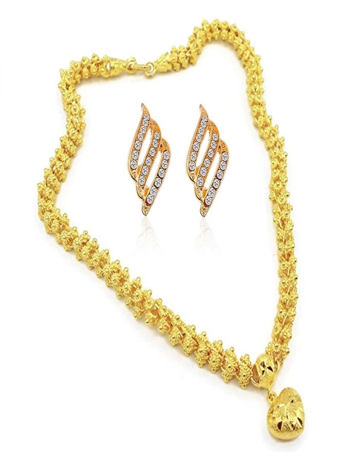 Thai gold jewelry Heart Pikun Flower 22k 23k 24k Baht Yellow GP Necklace Pendant Women - Image 1