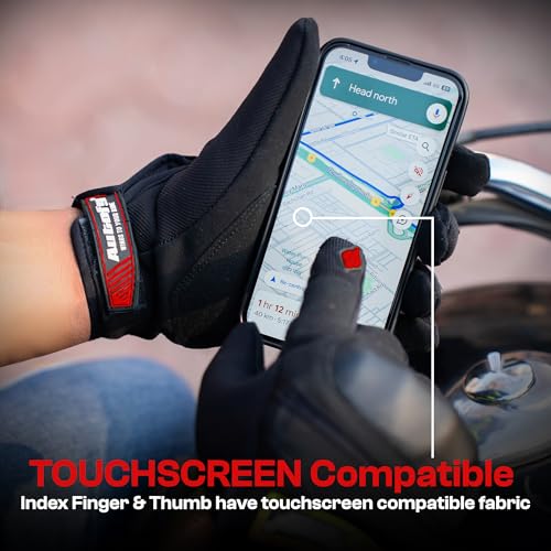 Autofy F.L.E.X Bike Riding Gloves Suede Leather TPR Knuckle Guards Touchscreen Compatibility Hand Gloves for Bike - Bike Gloves Men Bike Accessories Washable (Red) (M) - Image 4