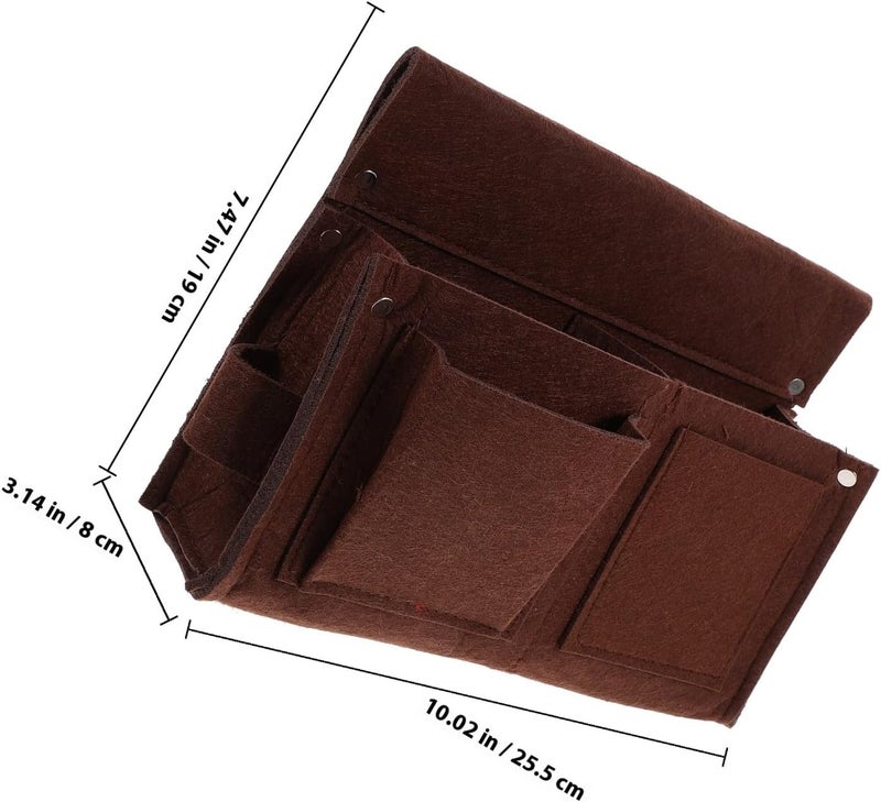 Tool Belt Pouch with Pocket Thickened Large Carpenter Construction Tool Bag Sturdy Brown Waist Belt for Men - Image 2