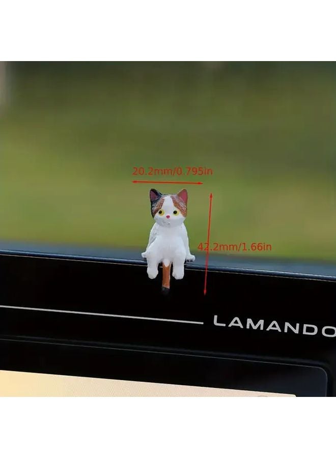 No 8 Calico Cat Figurine Cute Kitten Desk Ornament For Computer Car Dashboard Display - Image 1