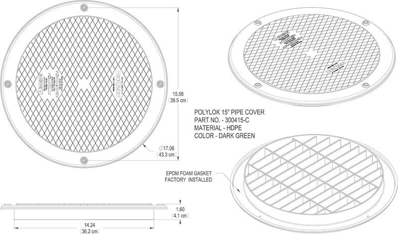 Polylok 15" Heavy Duty Flat Cover/Lid for Corrugated Pipe (PN: 300415-C) - Image 2