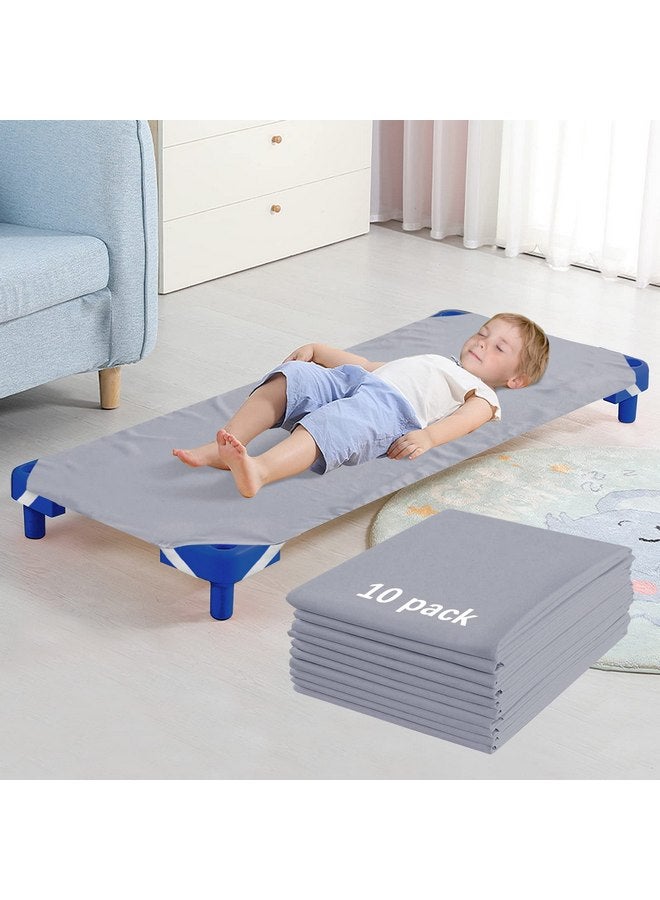 Biloban Standard Size Daycare/Pre-School Cot Sheet 10 Pack, 23" x 51", Children’s Naptime Cot Sheet, Grey, Breathable Microfiber Nap Sheet for Boys and Girls - Image 1