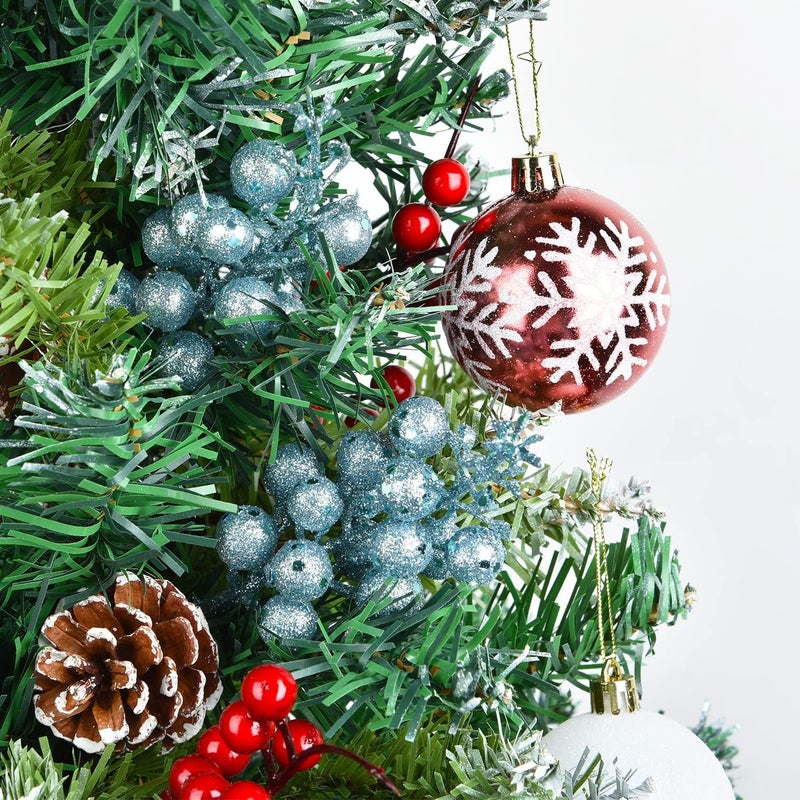 Lvydec 16pcs Christmas Glitter Berry Stems, 7.8" Artificial Christmas Picks for Christmas Tree Ornaments, DIY Xmas Wreath, Crafts, Holiday and Home Decor (Light Blue) - Image 4