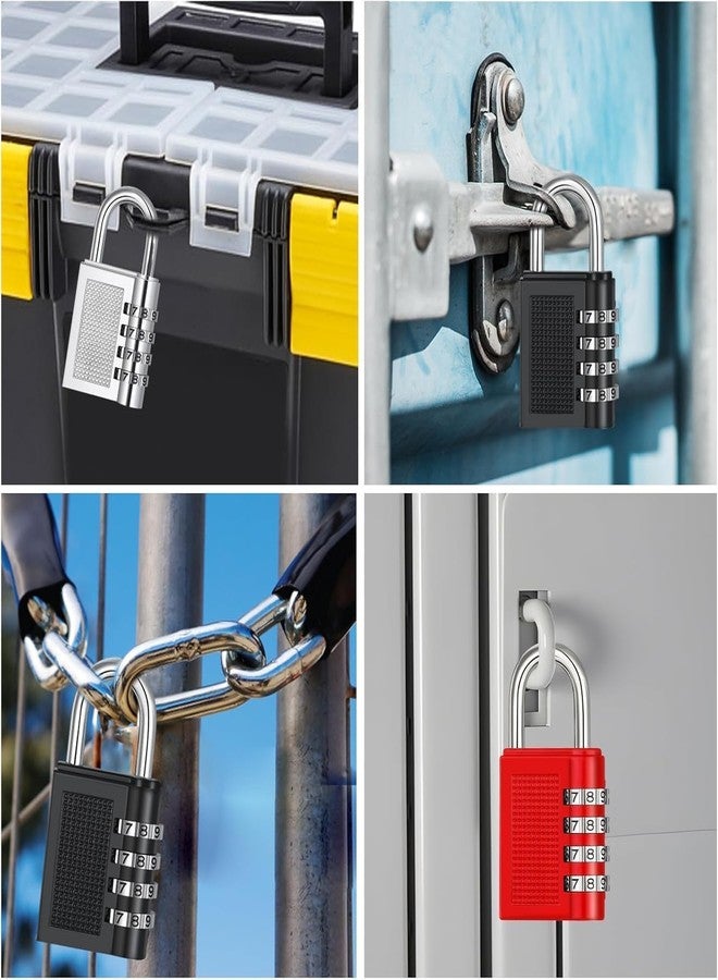MOSPROS 4-Digit Combination Lock - Resettable Metal Number Padlock for Luggage, Travel Bags, Lockers, Toolboxes, Gym Lockers, Outdoor Gates - Multicolour Secure Code Lock for Travel - Image 2