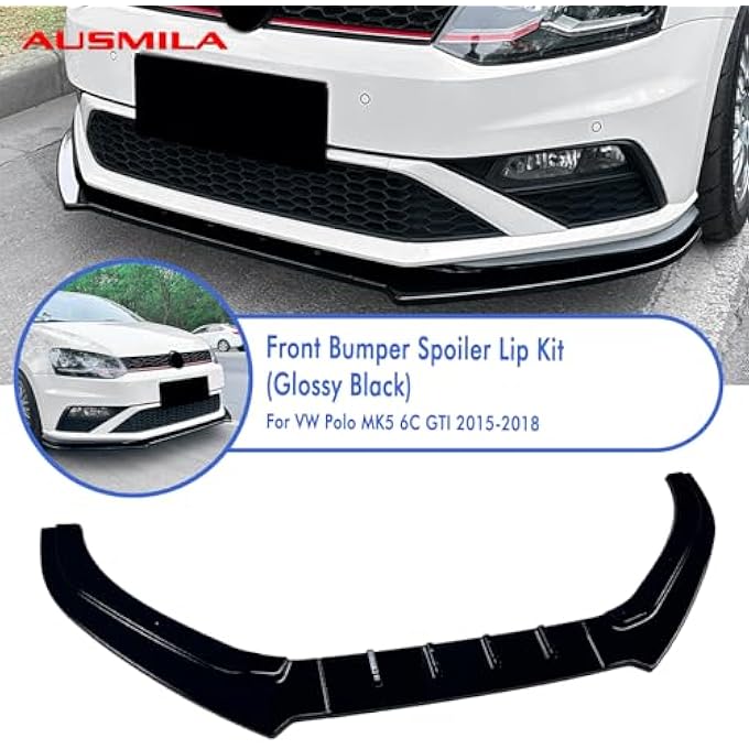 AUSMILA Car Front Bumper Spoiler Splitter Lip Kit for VW Polo MK5 6C GTI 2015-2018 2017 - Image 4