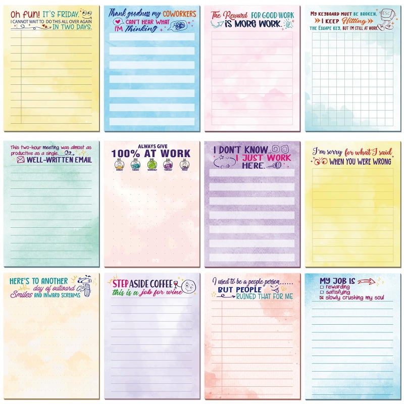 Pajean 12 Pcs Funny Notepads with Sayings Sticky Office Supplies to Do List Work Assorted Notepad for Workers 3 x 4 Inch Funny Coworker Gifts Assorted Novelty Memo Pads for Christmas Staff Gift - Image 2