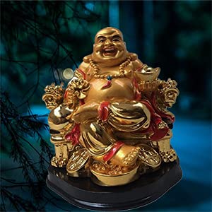 RIPE INDIA® Fengshui Laughing Buddha Sitting On Chair Ingot and Money Coin for Health Wealth and Happiness - Image 5