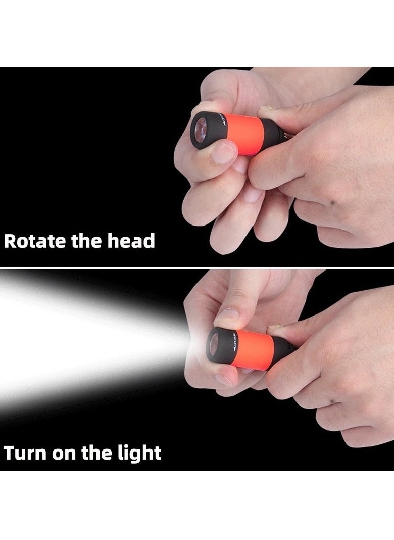 AROAQ Mini Keychain Flashlight, Usb Torch Rechargeable Colorful Led Flashlight, Portable Bright Flashlight Keychain, High-powered Keychain Lamp With Hook For Camping, (Orange)  - Image 2