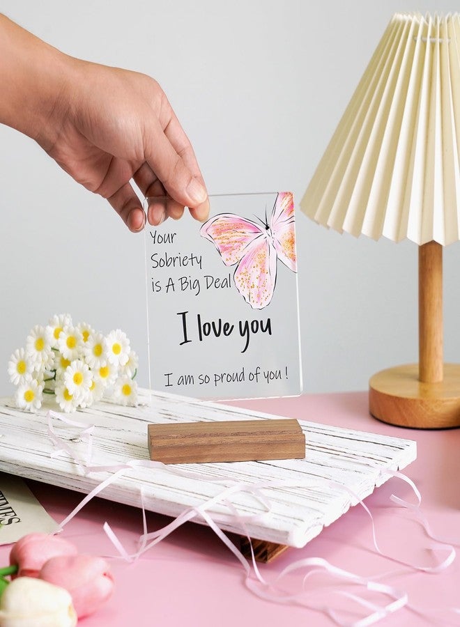 Cituarko Sobriety Gifts for Women Men,1 Year Sober Gifts One Year Best Sobriety Gifts Recovery Gifts Your Sobriety is a Big Deal I am Proud of You Gifts Plaque Sign Desk Decor with Wooden Stand - Image 5