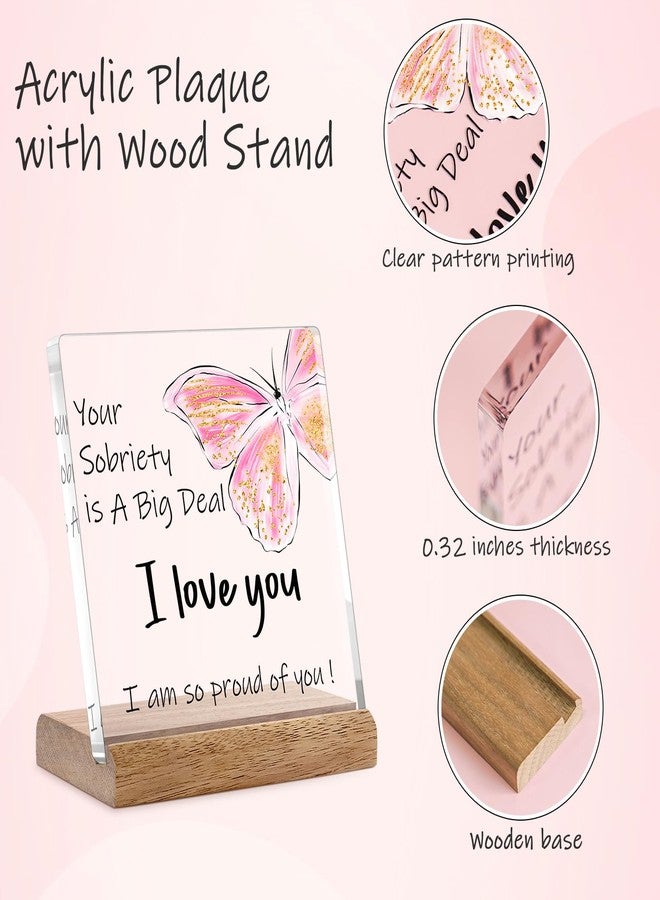 Cituarko Sobriety Gifts for Women Men,1 Year Sober Gifts One Year Best Sobriety Gifts Recovery Gifts Your Sobriety is a Big Deal I am Proud of You Gifts Plaque Sign Desk Decor with Wooden Stand - Image 3