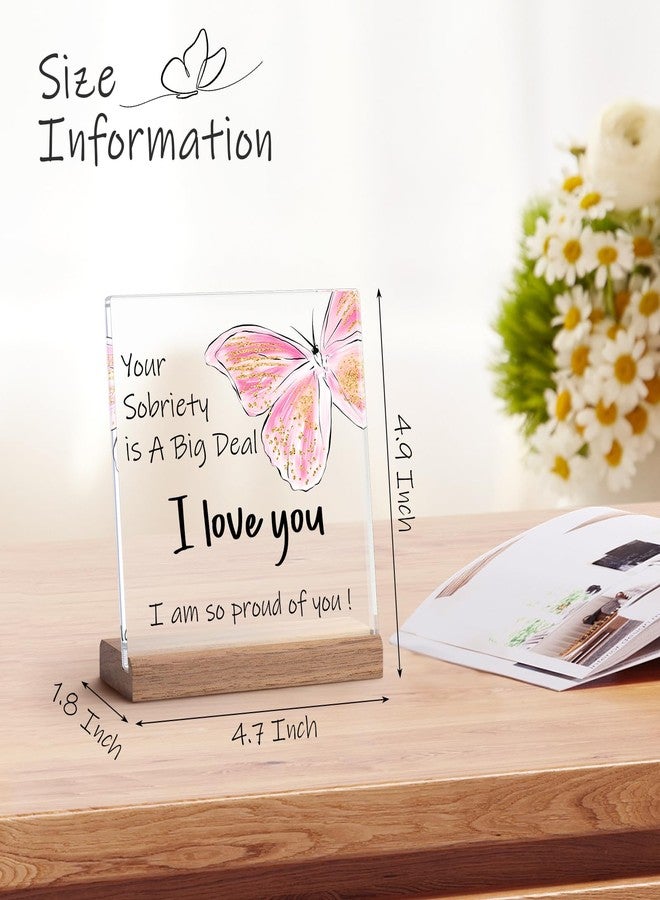 Cituarko Sobriety Gifts for Women Men,1 Year Sober Gifts One Year Best Sobriety Gifts Recovery Gifts Your Sobriety is a Big Deal I am Proud of You Gifts Plaque Sign Desk Decor with Wooden Stand - Image 2