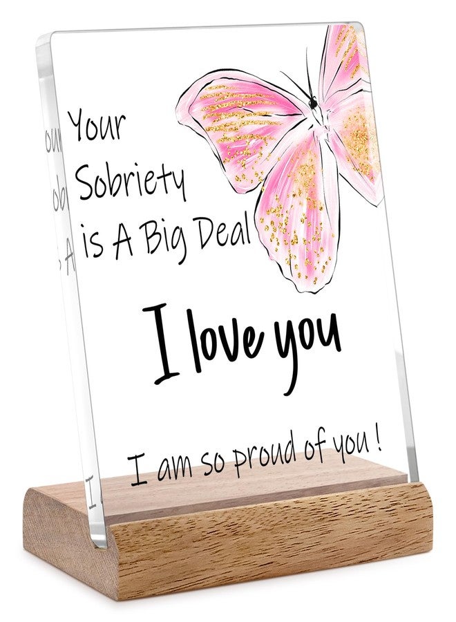 Cituarko Sobriety Gifts for Women Men,1 Year Sober Gifts One Year Best Sobriety Gifts Recovery Gifts Your Sobriety is a Big Deal I am Proud of You Gifts Plaque Sign Desk Decor with Wooden Stand - Image 1