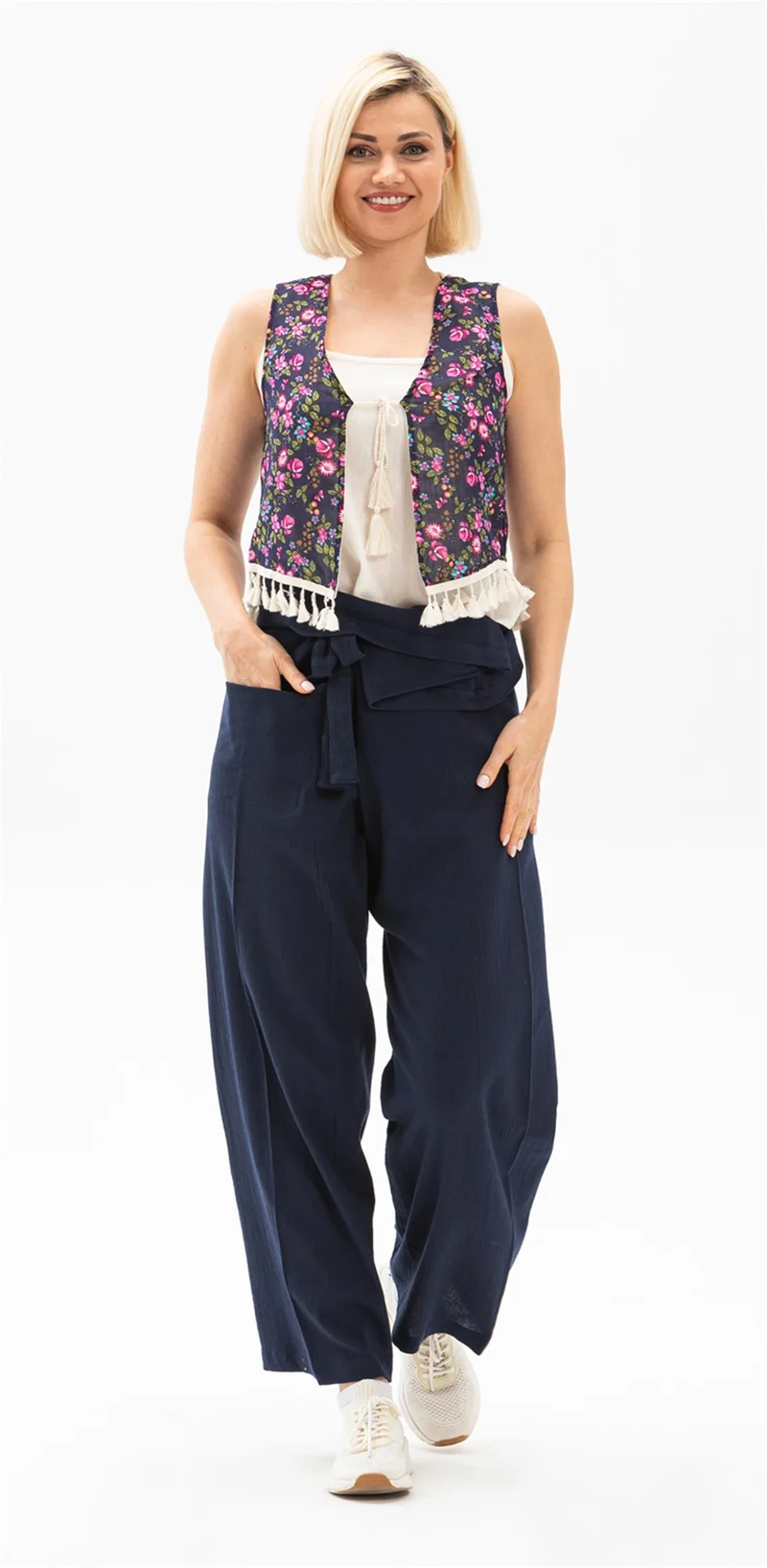 اليش شيل بيزي Unisex Şile Bezi Balıkçı Pantolon Lacivert Lcvt