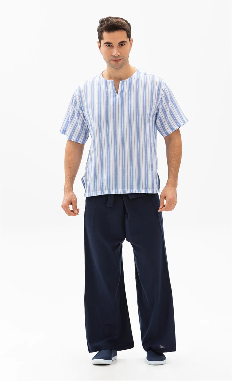 اليش شيل بيزي Unisex Şile Bezi Balıkçı Pantolon Lacivert Lcvt