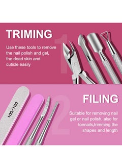 TsMADDTs Manicure Kit Tool With Nail Files And Buffers Nail Files 100/180 Polish Buffer Cuticle Pusher Cuticle Nippers Peeler Ingrown Toenail File And Lifters Manicure Pedicure Tool13Pcs  - Image 2