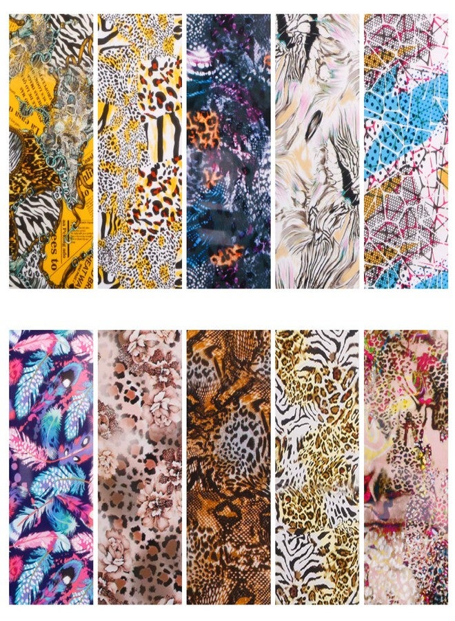 GOGOONLY 10 Rolls Nail Foil Transfers Stickers Peacock Leopard Tiger Animal Pattern Laser Nail Art DIY Designs Decals Decoration Manicure - BH000983 - Image 2
