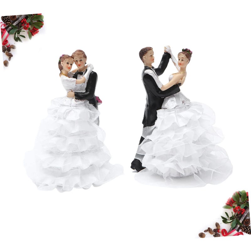 Resin Rustic Wedding Cake Toppers Bride And Groom Set Of 2 Mini Landscape Decor - Image 5