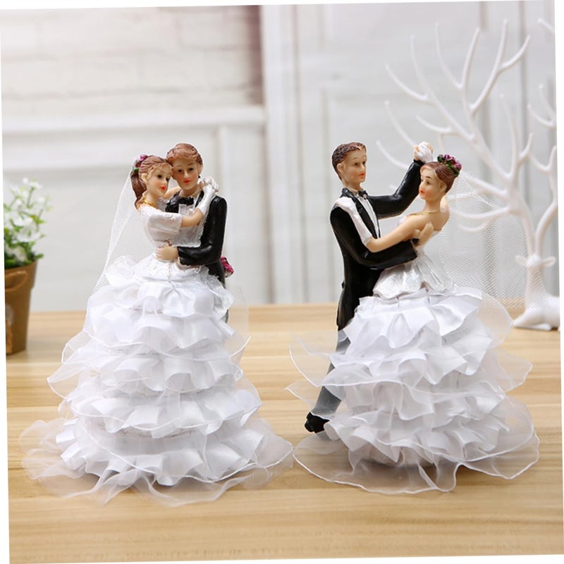 Resin Rustic Wedding Cake Toppers Bride And Groom Set Of 2 Mini Landscape Decor - Image 3