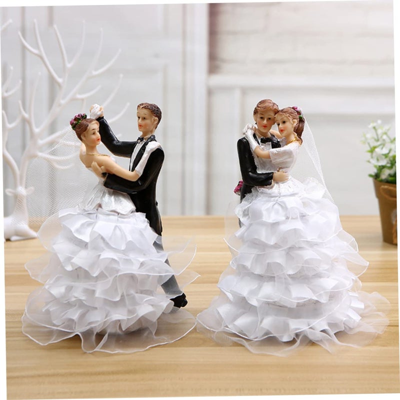 Resin Rustic Wedding Cake Toppers Bride And Groom Set Of 2 Mini Landscape Decor - Image 4