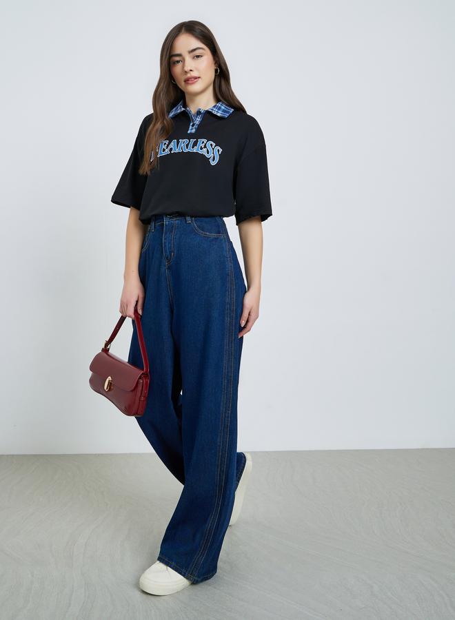 Styli Women High Rise Wide Leg Jeans - Image 1