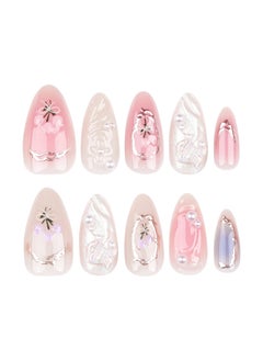JOSQUEWNN Fake Nails,Artistic Gem-Embedded Butterfly Wearable Armor,Medium Fake Acrylic Nails With Glue Kit  - Image 5