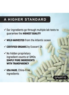 Organic Sea Moss Capsules 2250mg Wildcrafted Irish Sea Moss Burdock Root Bladderwrack Supplement Super Food Immune Support Prebiotic Thyroid Gut Skin & Joint Health Raw SeaMoss Pills & Powder 180ct
