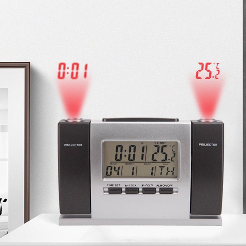 Multifunctional Digital Clock Fashion Indoor Time Temperature Projection Alarm Clock without Battery - Image 4