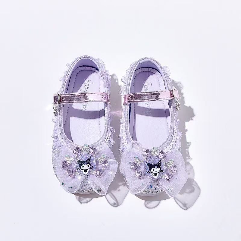 Children''s Shoes for Girls 2026 Spring New Style Kidsren''s Rhinestone Princess Shoes Soft Sole Little Girl Leather Shoes Lace Lace Crystal Single