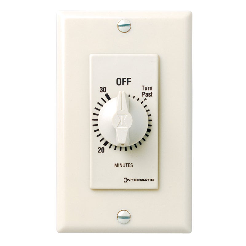 Intermatic FD30MAC 30-Minute Spring-Loaded In-Wall Countdown Timer Switch for Fans and Lights, Almond - Image 1
